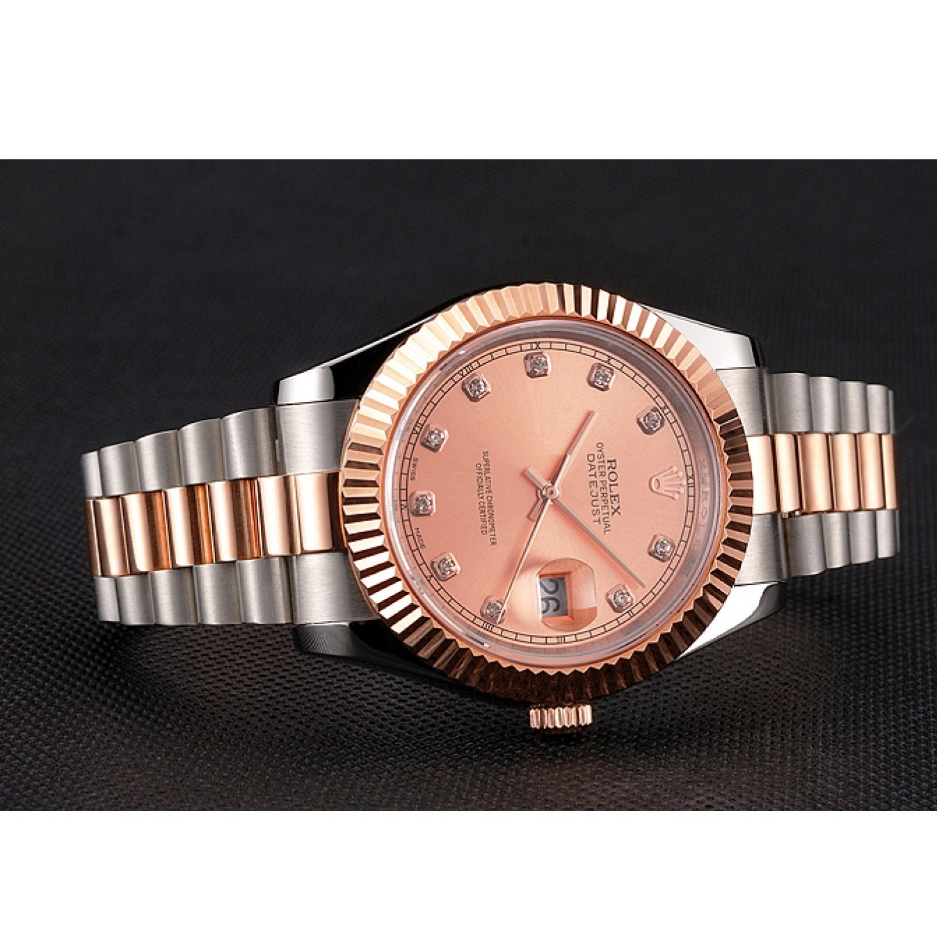 Aaa replica watch Swiss Stainless Tone Two Steel And Bezel Rolex Case Gold Dial Bracelet Rose Datejust 0722